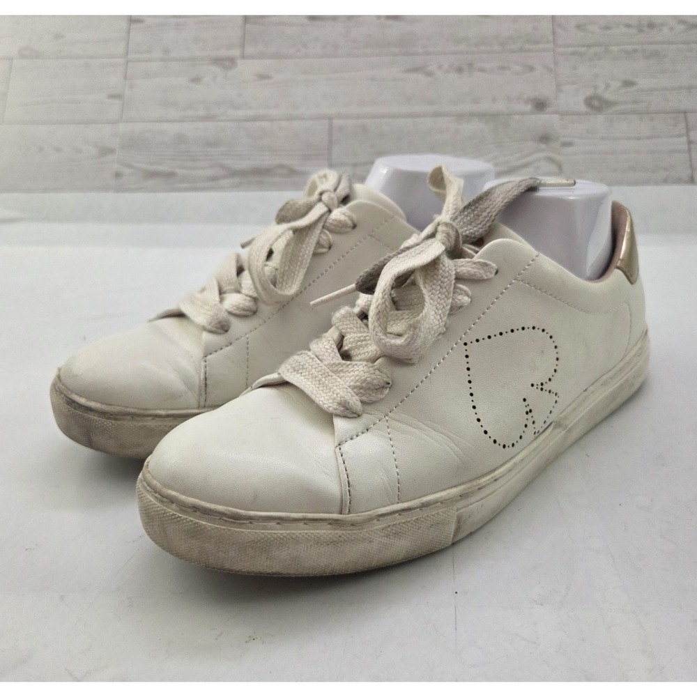 Kate Spade Angelise Sneakers Womens 9 White Leather Perforated Preppy Tenniscore